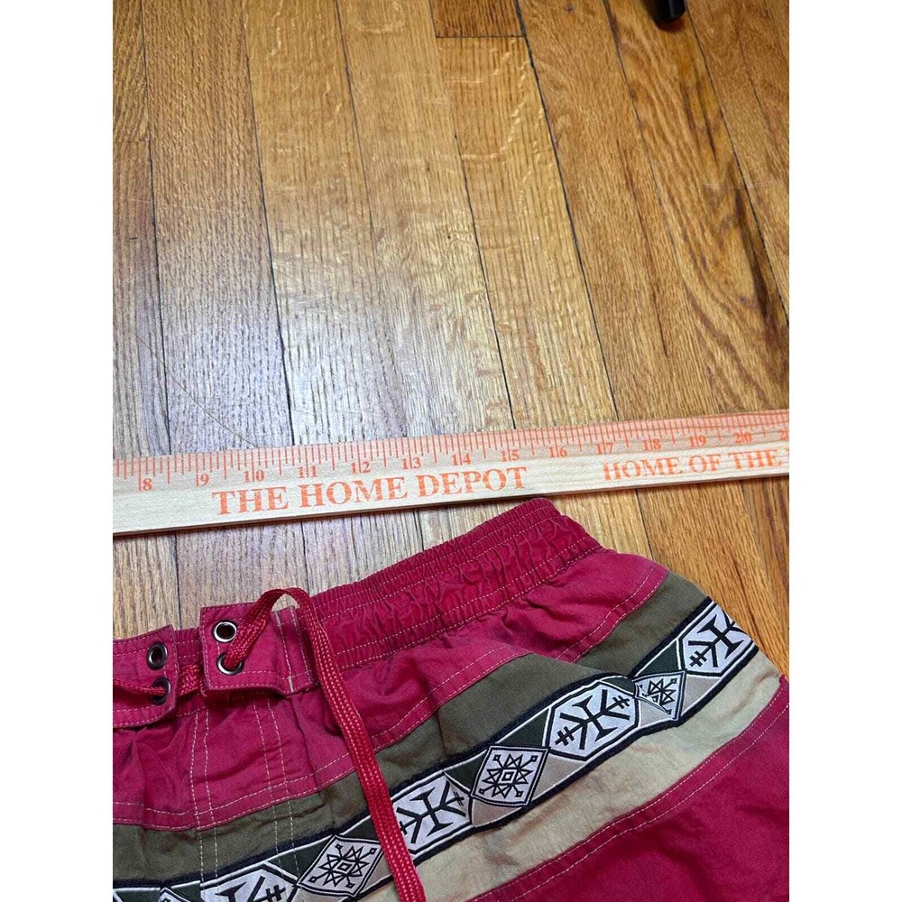 Speedo Swim Trunks Mens XL Red Cargo Pocket Tribal Waist Board Shorts VTG READ - Picture 4 of 8